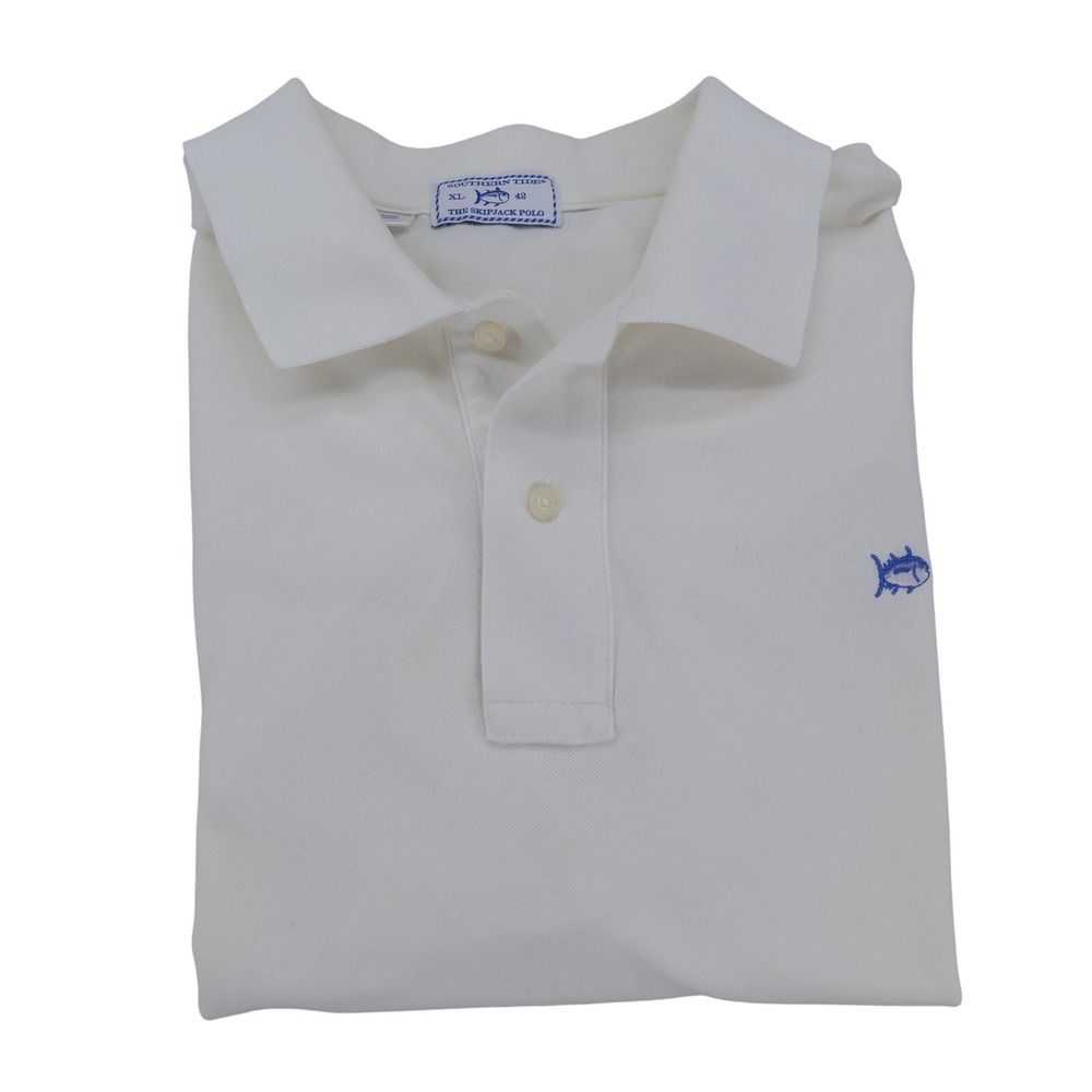 Southern Tide Polo Mens XL White Short Sleeve Pique Cotton Stretch Shirt